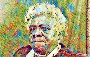 Illustrated portrait of Mary McLeod Bethune, educator and founder of Bethune-Cookman College